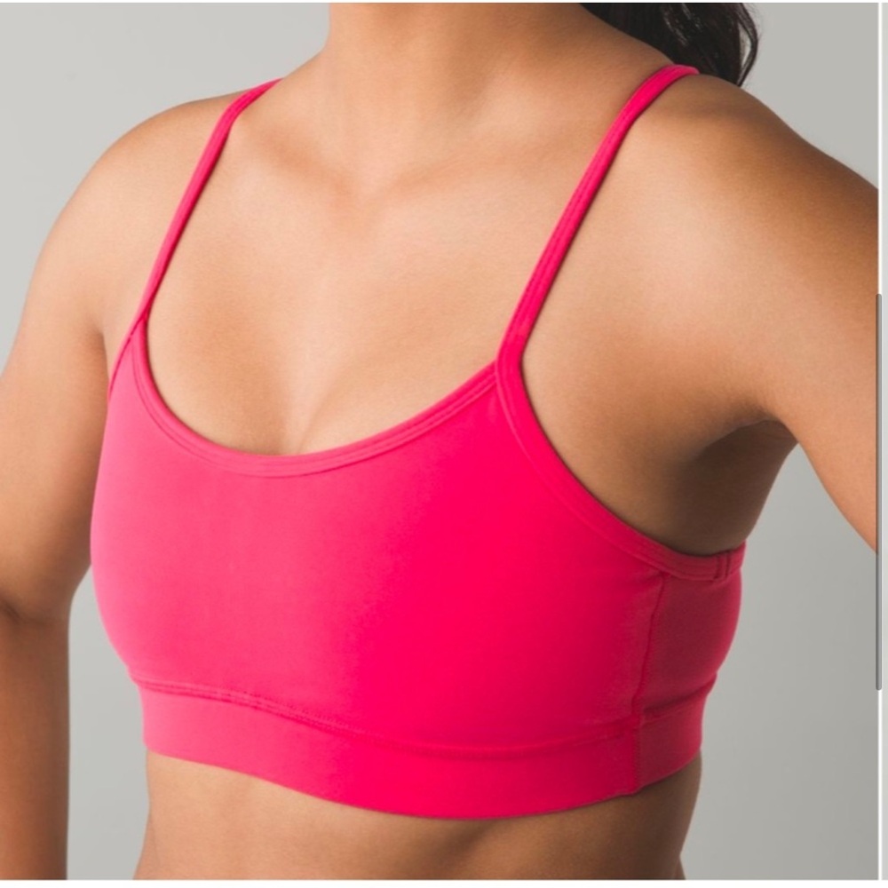 Excellent condition Lululemon Flow Y bra Pink Guava hot pink color Size:2 - Picture 6 of 9